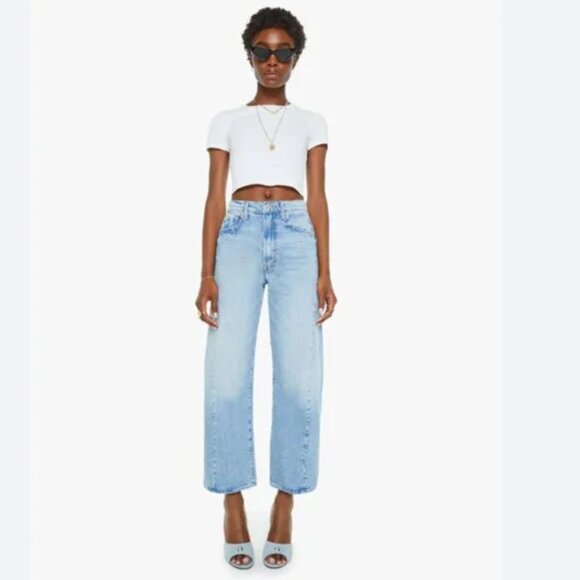 MOTHER Sky Blue Wide Leg/Barrel-style Jeans - Picture 1 of 15